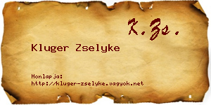 Kluger Zselyke névjegykártya